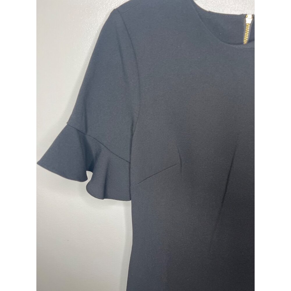 Calvin Klein Womens Black Crepe Ruffle Sleeve Sheath Dress  Size 8 - Picture 8 of 15